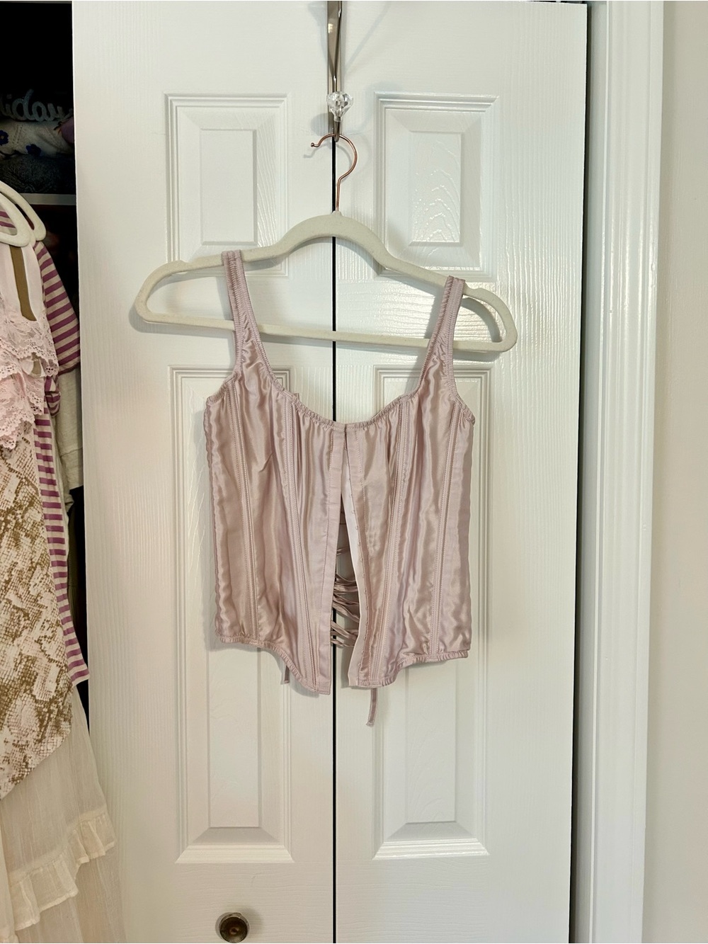 Victoria's Secret Lavender Satin Lace-Up Corset